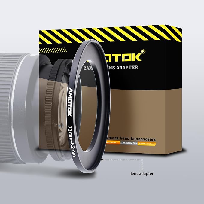 72mm Lens to 82mm Camera Lens Adapter, 72mm to 82mm Filter Step up Ring Adapter by AMOTOK
