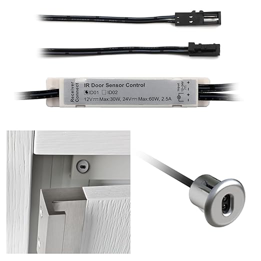 VST Motion Sensor Light Switch, IR Sensor Switch Door Activated Light Switch for Closet Light LED Lights and Under Cabinet Lighting (DC 12/24V 3A)