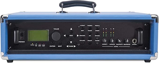 Sound Town Vintage 2U Amp Rack Case, 12.5" Depth with Rubber Feet, Dust Cover, Kickstand, Beau Blue (STVRC-2BL)