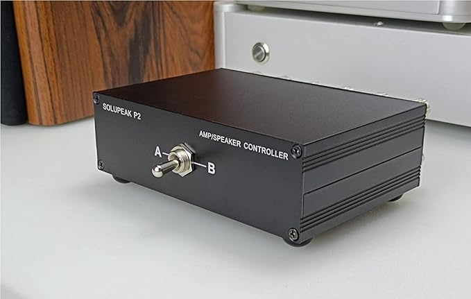 SOLUPEAK P2 2(1)-in-1(2)-Out Amp Amplifier Speaker Switcher Selector Switch Splitter 2-Way Loudspeaker Control Combiner Box