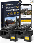 Vosker V150 Twin Pack Solar-Powered LTE Cellular Home Security Outdoor Camera | Motion Activated Photo Capture Nightvision Wireless Camera |Receive Photos (No Video) on Your Mobile App (2 Pack)