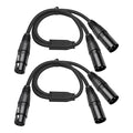 2 Pack XLR Y Splitter, 1.5FT XLR Female to Dual Male, Balanced Mic Audio Cables for Stereo Mic to L&R Audio