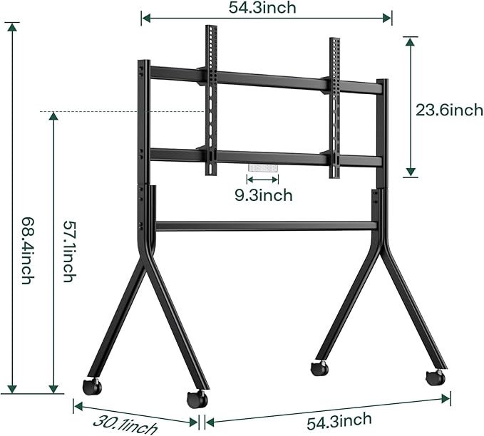 Sylvox TV Floor Stand for 65-75 Inch TVs, Heavy Duty Rolling TV Stand Max Load 132LBS/60kg, Mobile TV Cart with Lockable Wheels, Universal Flat/Curved Screen Mount, VESA 200x200 to 1200x600mm