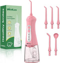 WellLeo Water Flosser for Teeth, Portable Oral Irrigator Rechargeable Water Dental Flosser Pick with High Pressure 5 Jet Tips, IPX7 Travel Water Flossing for Brace Teeth Cleaner Gum Care