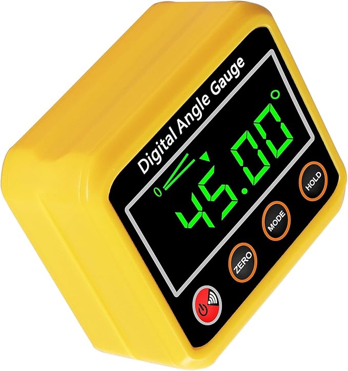 Magnetic Digital Angle Finder Protractor Inclinometer - Cube Digital Level Angle Gauge with Magnetic Base and Backlight - Precision Level Box for Woodworking, Construction, Machinery, Masonry (yellow)