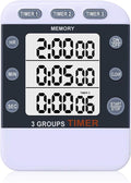 MOSTRUST Digital Dual Kitchen Timer for Cooking, 3 Channels Count Down/up Triple Multi Timers for Food, Magnetic Memory-Preset Large-Display Adjustable Alarm Volume, 3A Battery Included