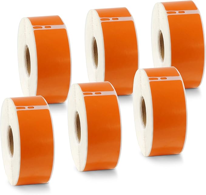 BETCKEY - Compatible DYMO 30252 (1-1/8" x 3-1/2") Address & Barcode Labels - Compatible with DYMO Labelwriter 450, 4XL & Zebra Printers[6 Rolls/2100 Labels, Orage]