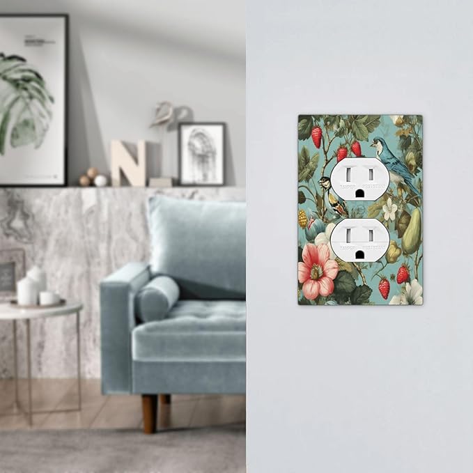 Bvtewkhz William Morris Flower Duplex Outlet Wall Plate Cover Decorative Light Switch Covers Electrical Faceplate Switch Plates for Bathroom Kitchen Home