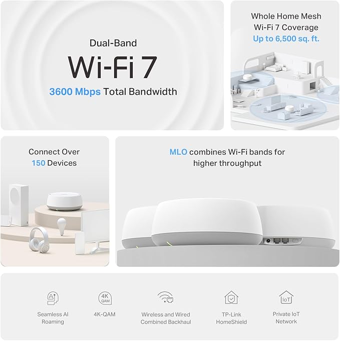 TP-Link Deco 7 BE23 Dual-Band BE3600 WiFi 7 Mesh Wi-Fi System | 4-Stream 3.6 - Image 3