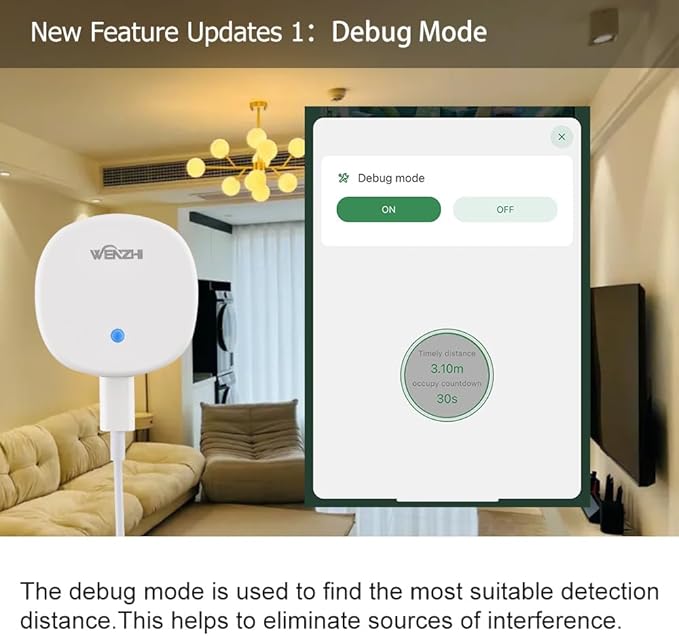 Presence Sensor, WenzhiIoT Smart Motion Sensor Zigbee 5.8 GHz Radar MmWave Presence Sensor Movement Body Motion Detection with illuminance Tuya Smart Life Home Assistant