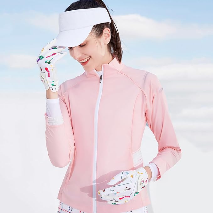 FINGER TEN Stylish Golf Gloves Women with Ball Marker 1 Pack for Left or Right Hand, Breathable Glove with Fashion Patterns for Ladies Right Left Handed Golfer