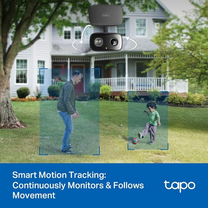 Tapo 2K Indoor/Outdoor Pan/Tilt Wired Security Camera - Baby Monitoring, Person & Baby Cry Detection, 360° Motion Tracking, Color Night Vision, Subscription-Free Local Storage or Optional Cloud, C217
