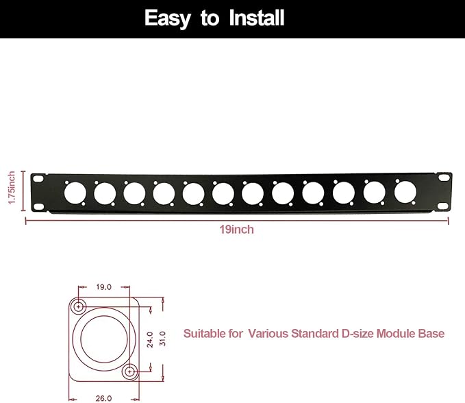 XLR HDMI Audio Rack Mount Panel, Hinged D-Series Punched Metal HDMI Rack Mount - Image 2