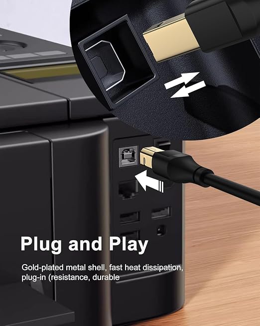 Printer Cable 10ft, Scanner USB C to USB B Cable - Image 4