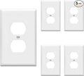 ENERLITES Mid-Size Duplex Receptacle Outlet Wall Plate, Electrical Outlet Covers Plates, Midway Size 1-Gang 4.88" x 3.11", Polycarbonate Thermoplastic, UL Listed, 8821M-W-5PCS, White (5 Pack)
