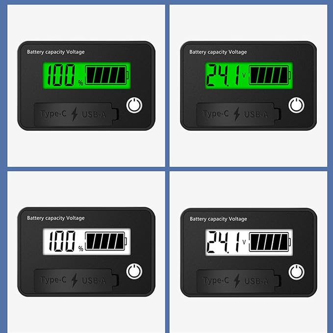 MOAIYU DC8-30V Electricity Meter Digital LCD Display Car Battery Charging Levels Indicators Leads Acid Lithium Voltmeter