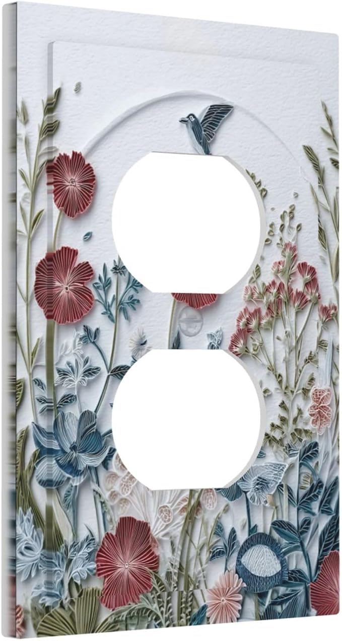 Bvtewkhz Wildflowers Flowers Floral Plants Duplex Outlet Wall Plate Cover Decorative Light Switch Covers Electrical Faceplate Switch Plates for Bathroom Kitchen Home