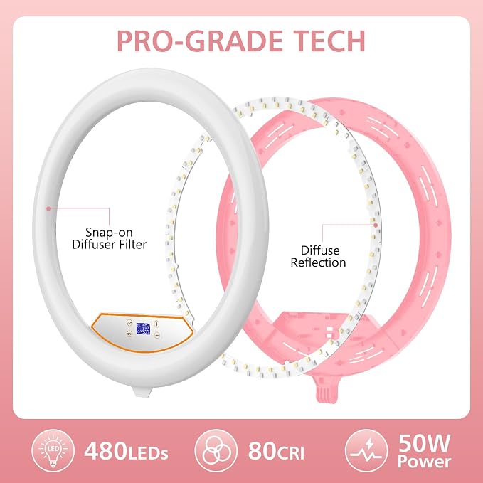 22" Large Ring Light with Stand, Foldable LED Big Ring Light Tripod - Image 7