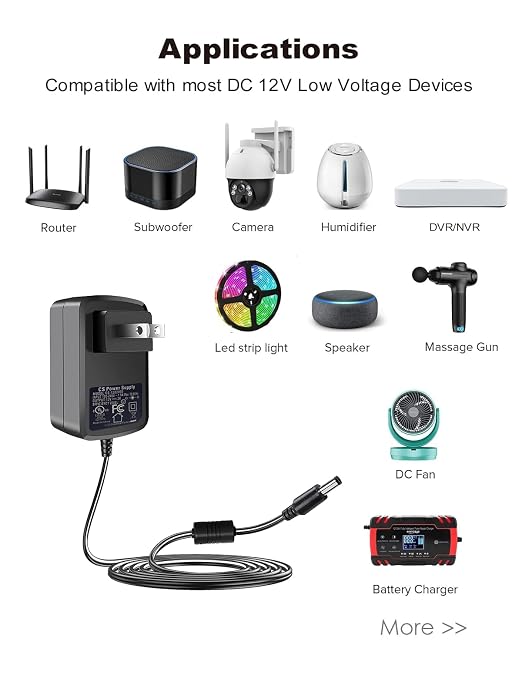 Lonnky DC 12V 2A Security Camera Power Adapter Combine - Image 3