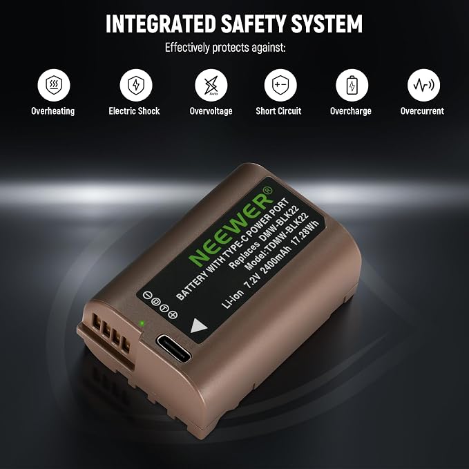 Neewer S5II S5 Replacement Battery 2400mAh DMW-BLK22, Compatible - Image 3