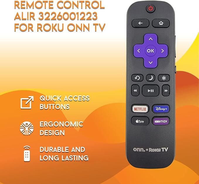 Ceybo OEM Replacement Remote Control for Roku Smart TV with Netflix, Disney+, Apple TV, and HBO Max Shortcut Keys