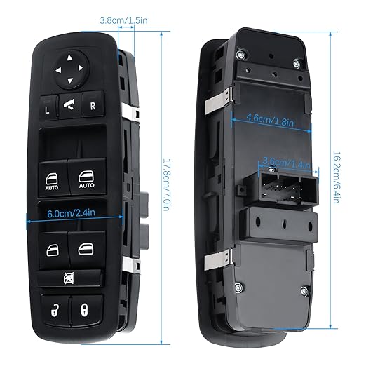 WUANGKI Power Control Window Switch | Front Driver Side | 8+3 Pins | Compatible with 2012 Chrysler 300 Dodge 2011-2012 Journey 2016-2018 Ram 1500 2500 3500 19-21 Ram 1500, 19-21 Classic OE# 56046826AE
