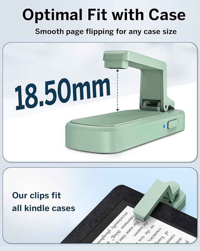 DATAFY Page Turner Ring for Kindle, Remote Control Paperwhite Oasis Scribe Kobo eReaders, Page Turner Clicker for Kindle iPhone ipad Tablets with Camera Video Record & Shutter Selfie Matcha Green