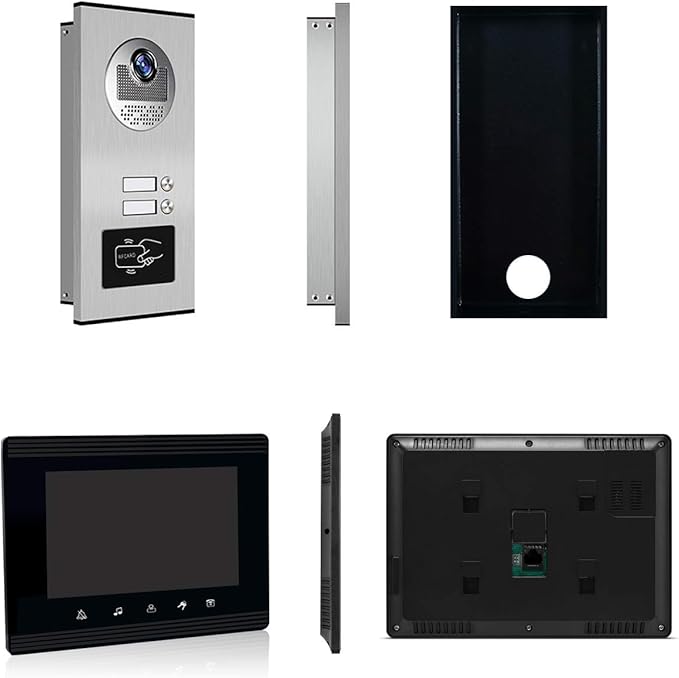 AMOCAM Upgrade Versions 2 Units Apartment Intercom System 7 inch Touch Monitor Video Door Phone Kits Support Ethernet Cable Connect, Single-Supply, ID Keyfobs Unlock for Home Apartment