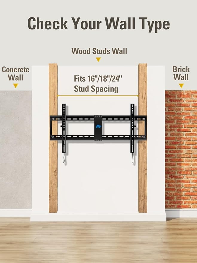 Mounting Dream TV Wall Mount for 42-86" TVs, Tilting TVs Mount with Level Adjustment Fits 16", 18", 24" Studs Easy for Centering, Wall Mount TV Bracket Max VESA 800x400mm, 120 LBS Loading, MD2263-XLK