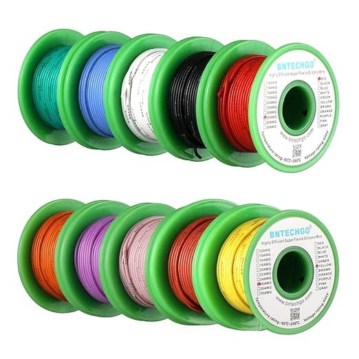 BNTECHGO 26 Gauge Silicone Wire Kit 10 Color Each 30 ft Flexible 26 AWG Stranded Tinned Copper Wire