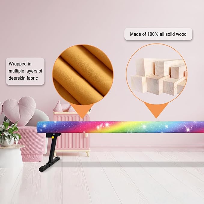 Wesky Adjustable Balance Beam,High and Low Floor Beam Gymnastics Equipment,Professional Gymnastics Beam for Kids Home Training with Foldable Legs