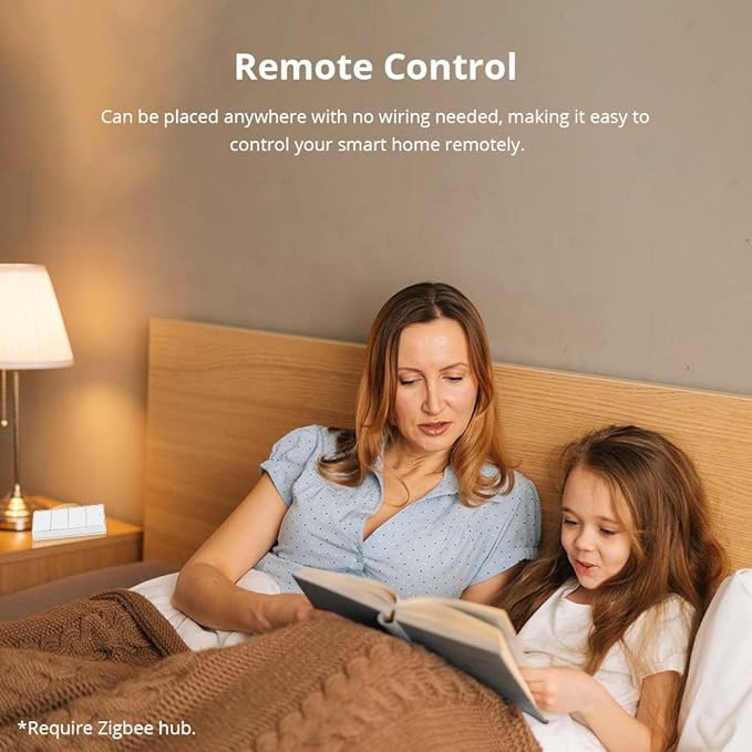 Wireless Zigbee Smart Button, 4-Way Remote Control Button Switch for Smart Home Devices, Scene Controller, Compatible with Tuya, Home Assistant, Homey, Hubitat, Requires Tuya Zigbee Hub
