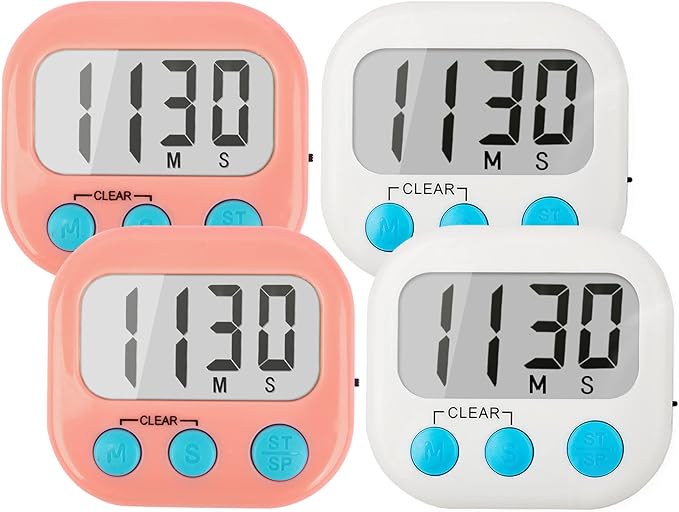 Classroom Timers for Teachers Kids Large Magnetic Digital Timer Teacher Supplies 4 Pack-Pink White