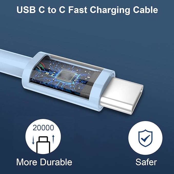 Fast Charger for Phone 17/16/15 Pro Max, 20W USB C Fast Charger Block with 6FT Long USB C to C Charging Cable Cord for Phone 17 16 15 Pro Max/17 16 15 Pro/17 16 15/16 15 Plus-Blue