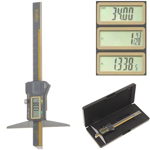 iGAGING Absolute Origin 0-6" Single Cut Depth Digital Caliper, IP54 Electronic, SPC/USB Output Port, Inch, Metric, Fraction Modes, Case, Manual, & Battery