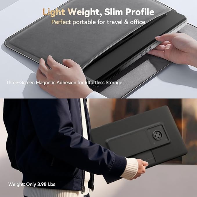 15.6" Detachable Laptop Screen Extender, FHD 1080P IPS Dual/Triple Portable Monitor for Laptop, USB-C/HDMI Plug & Play, Multi/Extra Travel Display Computer Monitor for 12-18.5" Win/Mac/Android-S9H