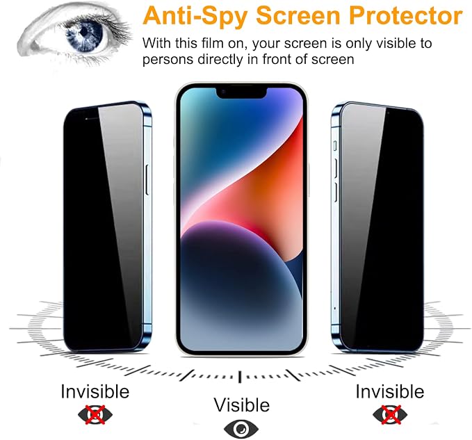PEHAEL 2+2 Pack for iPhone 14 Plus Privacy Screen Protector - Image 4