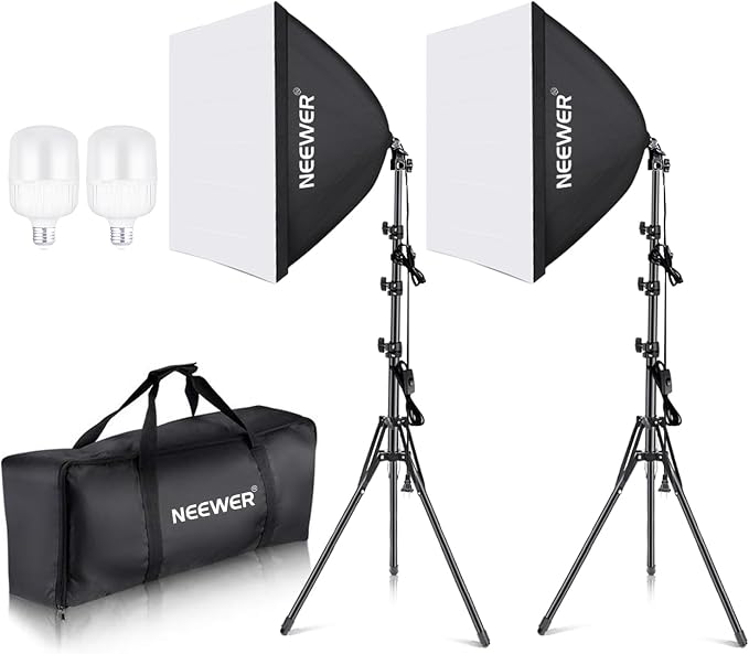 NEEWER 700W Equivalent Softbox Lighting Kit, 24x24 inches Softboxes by Neewer