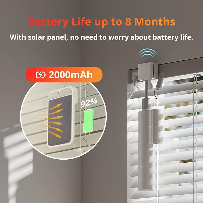 SwitchBot Blind Tilt Motorized Blinds with Remote, Automatic Blind Opener and Closer, Solar Powered, Light Sensing Control, Add Hub Mini to Make it Compatible with Alexa & Google Home
