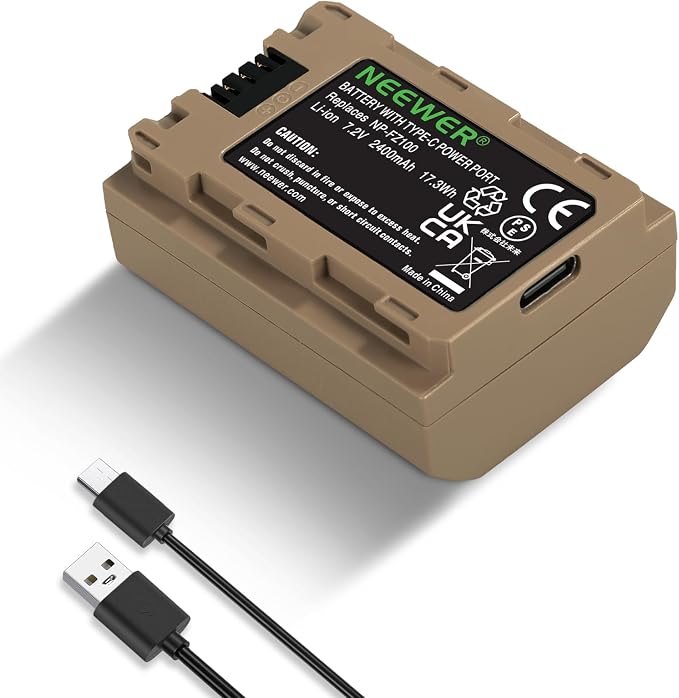 NEEWER 2400mAh NP-FZ100 Replacement Battery, Rechargeable Camera Battery by Neewer