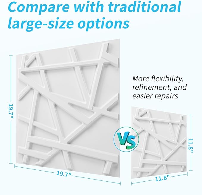 Art3d 20 Pack Decorative 3D Wall Panels, 19 Sq.Feet PVC Interior Wall Décor, 11.8"x11.8", White