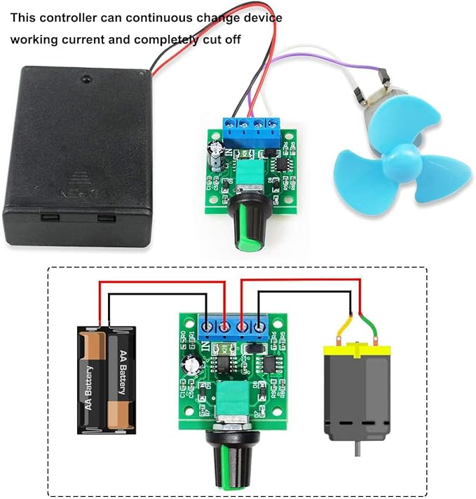 Gebildet 6pcs PWM Low Voltage Motor Speed Controller DC 1.8V/3V/5V/6V/12V 2A 1803BK 1803B Adjustable Driver Switch with Speed Control Knob