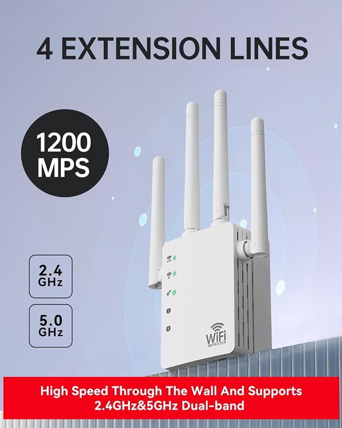 WiFi Signal Booster with 4 Directional Antennas – 1200Mbps Dual Band, WiFi - Image 3