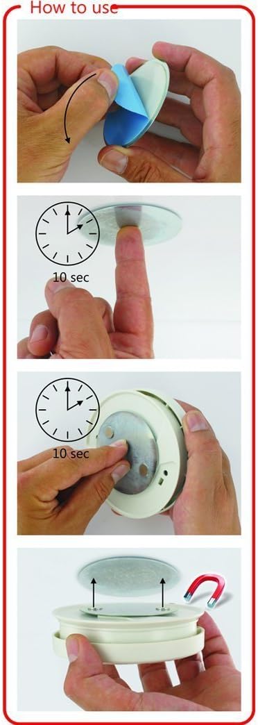 cakuuma Magnetic Smoke Detector Installation Tool,Quick and Easy Fastening Ceiling Mounted Kit for Smoke Alarm,No Need Drill 10 Seconds Install Smoke Sensors (5pcs) cakuuma