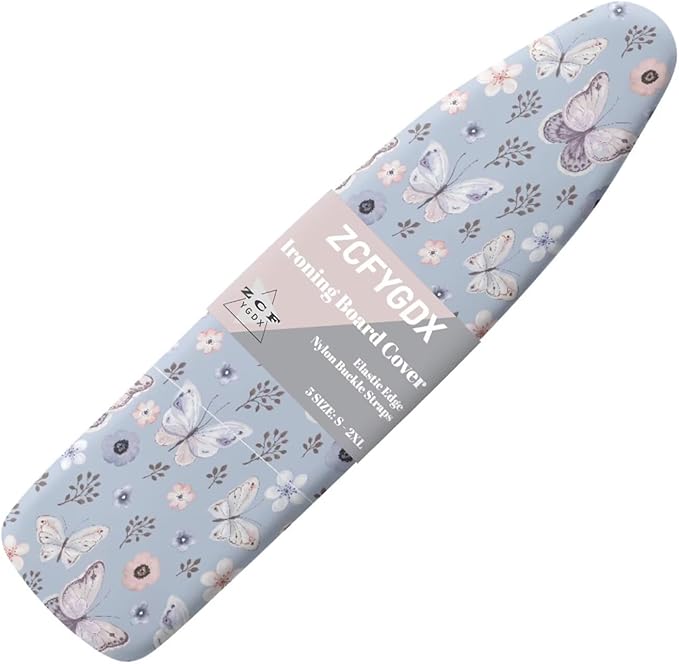 ZCFYGDX Butterfly Cherry Blossom Print Ironing Board Cover Decor - 18 x 58 inch Elastic Edge 3 Bottom Nylon Buckle Straps, Stain Resistant & Resistant Scorch, Easy Installation Cover