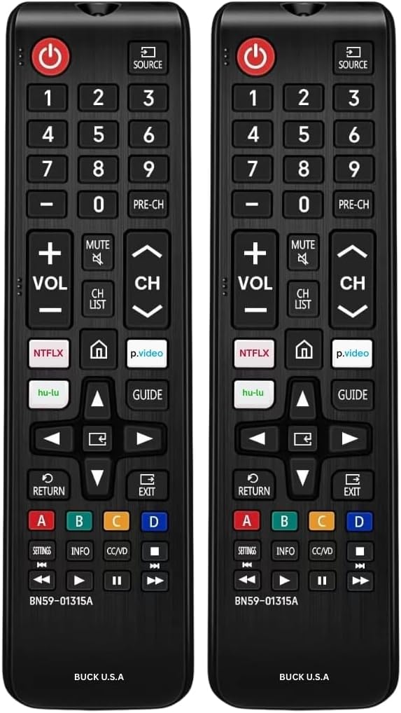 2 Pack BN59-01315A Samsung TV Remote Control Replacement for Smart TV - Easy Setup, Durable Design, Universal IR Remote, Streaming Shortcuts - Works with Samsung Smart TV, LCD, LED, HDTV, 3D Models
