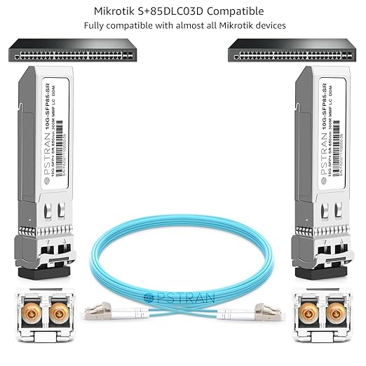OPSTRAN 10GBASE-SR SFP+ Optical Transceiver Module Compatible with Mikrotik S+85DLC03D 850nm 300m DDM Duplex LC MMF