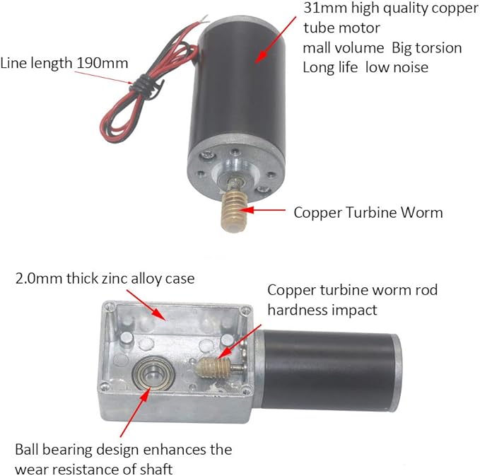 Reversible Gear Motor, 24V 8mm Shaft Gear Motor High Torsion Speed Reduce Electric Motor for Curtain Machine Advertising Equipment Window Opener Smart Device (500RPM)