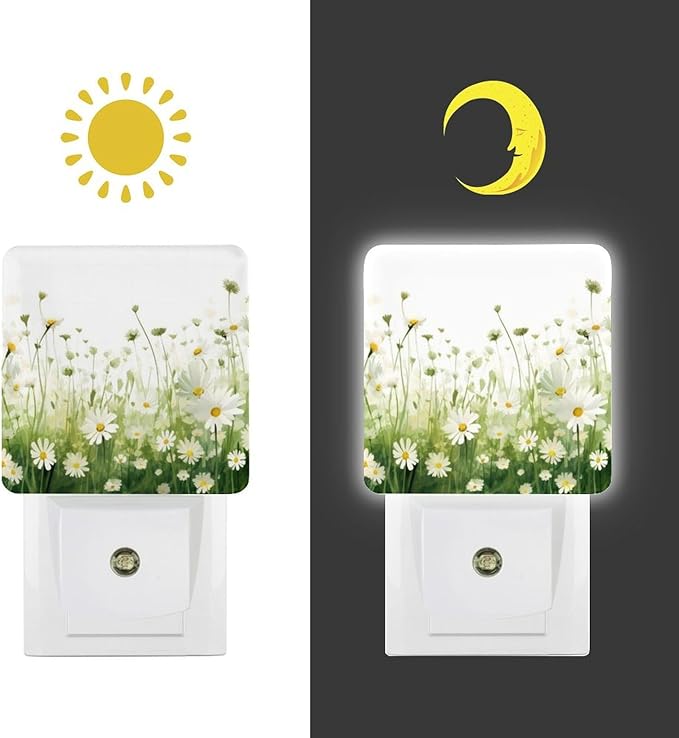 YKJAHSD Flowers Night Light, Plug into Wall Decor Nightlights for Bedroom, Bathroom, Hallway, Kitchen, with Dusk to Dawn Light Auto Sensors LED Night Lights for Boys Girls Women Men Room Gifts
