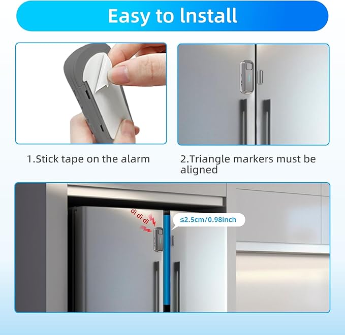 Daytech Freezer Door Alarm with Delay 1/2/3/4 mins Reminder When Left Open Fridge Alarm 0 to 120 dB Refrigerator Door ajar Alert for Home Garage Basement(1 Pack Gray)